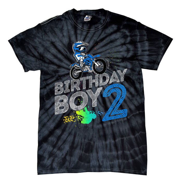 Dirt Bike Rider 2 Years Old Motocross 2nd Birthday Boy Tie-Dye T-Shirt