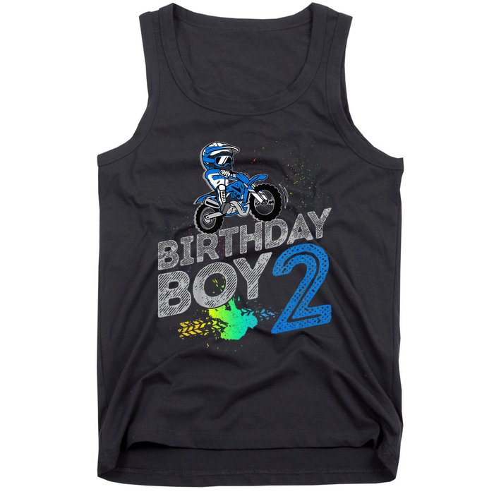 Dirt Bike Rider 2 Years Old Motocross 2nd Birthday Boy Tank Top