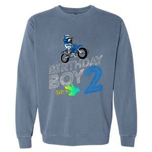 Dirt Bike Rider 2 Years Old Motocross 2nd Birthday Boy Garment-Dyed Sweatshirt