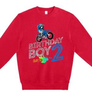 Dirt Bike Rider 2 Years Old Motocross 2nd Birthday Boy Premium Crewneck Sweatshirt