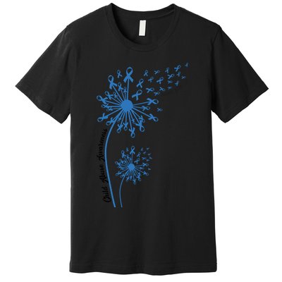 Dandelion Blue Ribbon Child Abuse Awareness Foster Care Stop The Abuse Premium T-Shirt