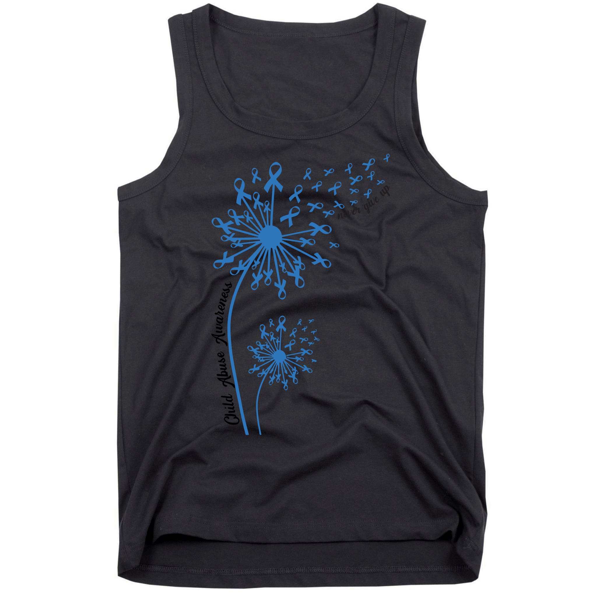 Dandelion Blue Ribbon Child Abuse Awareness Foster Care Stop The Abuse Tank Top
