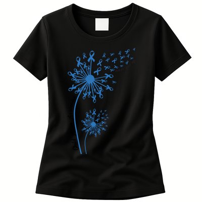 Dandelion Blue Ribbon Child Abuse Awareness Foster Care Stop The Abuse Womens T-Shirt