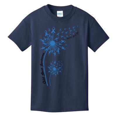 Dandelion Blue Ribbon Child Abuse Awareness Foster Care Stop The Abuse Kids T-Shirt