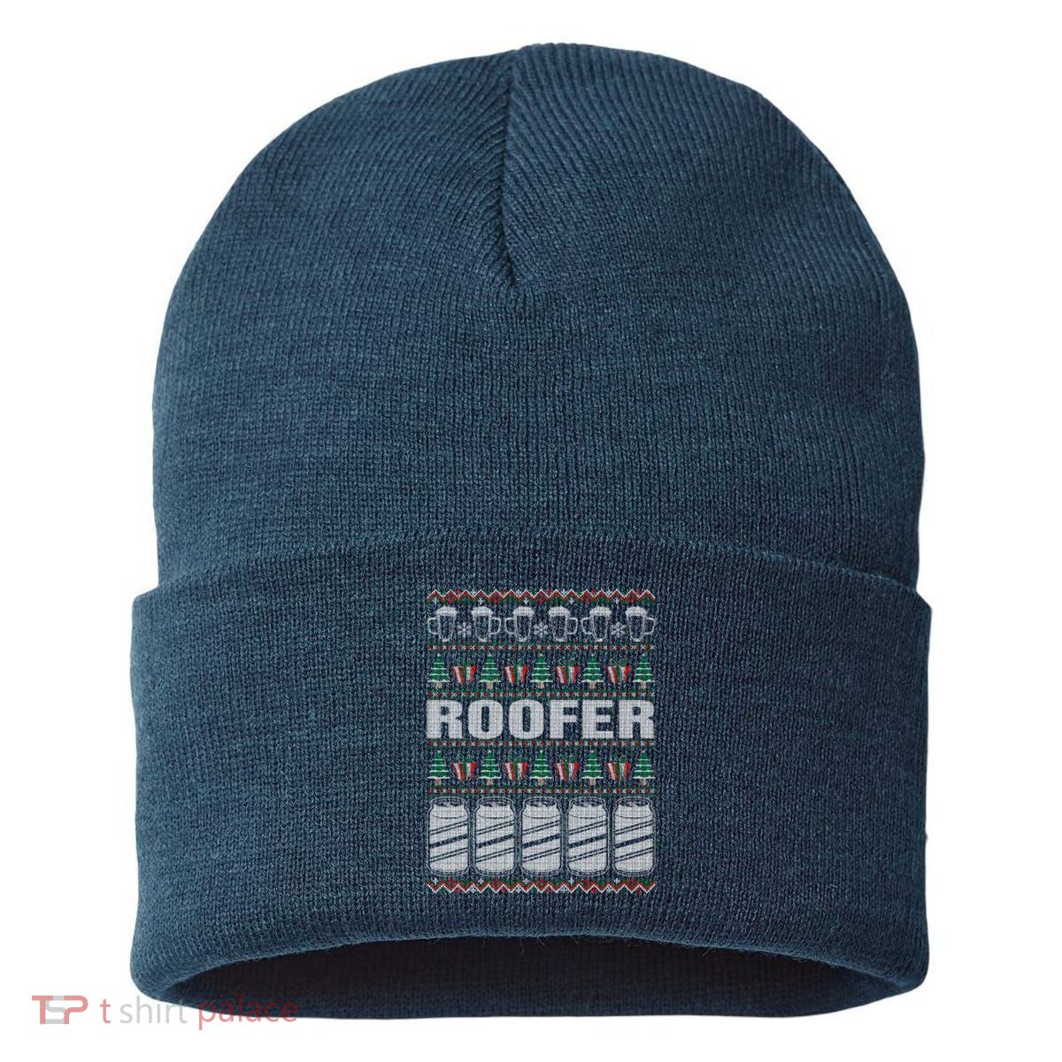 Drinking Beer Roofer Ugly Christmas Sustainable Knit Beanie