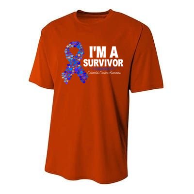 Dark Blue Ribbon Cancer Survivor Colorectal Cancer Awareness Cute Gift Performance Sprint T-Shirt