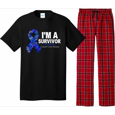 Dark Blue Ribbon Cancer Survivor Colorectal Cancer Awareness Cute Gift Pajama Set