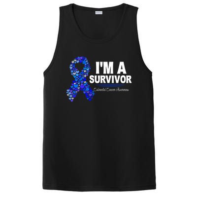 Dark Blue Ribbon Cancer Survivor Colorectal Cancer Awareness Cute Gift PosiCharge Competitor Tank