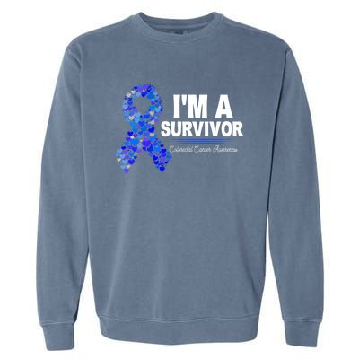 Dark Blue Ribbon Cancer Survivor Colorectal Cancer Awareness Cute Gift Garment-Dyed Sweatshirt