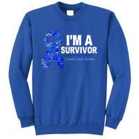 Dark Blue Ribbon Cancer Survivor Colorectal Cancer Awareness Cute Gift Sweatshirt