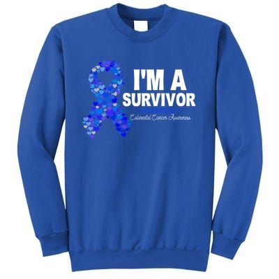 Dark Blue Ribbon Cancer Survivor Colorectal Cancer Awareness Cute Gift Sweatshirt