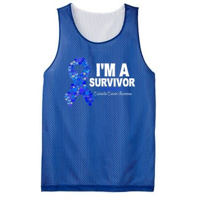 Dark Blue Ribbon Cancer Survivor Colorectal Cancer Awareness Cute Gift Mesh Reversible Basketball Jersey Tank