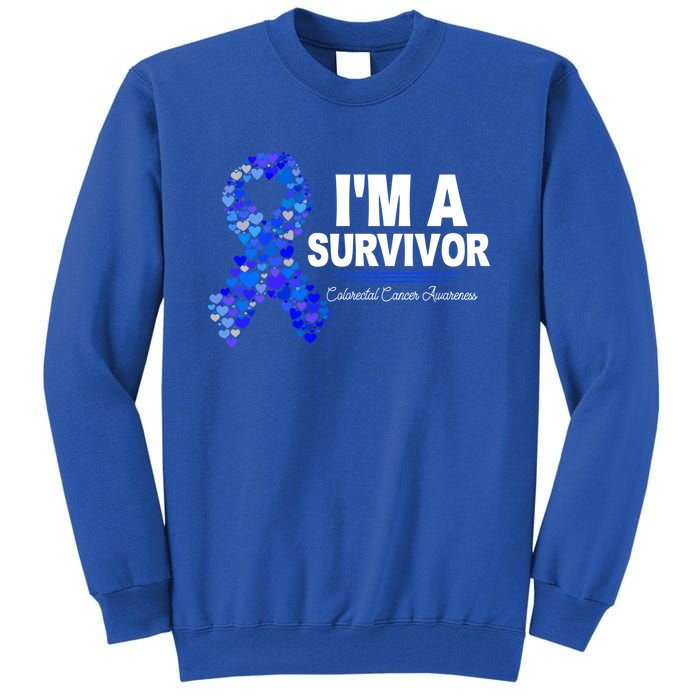 Dark Blue Ribbon Cancer Survivor Colorectal Cancer Awareness Cute Gift Tall Sweatshirt