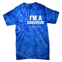 Dark Blue Ribbon Cancer Survivor Colorectal Cancer Awareness Cute Gift Tie-Dye T-Shirt