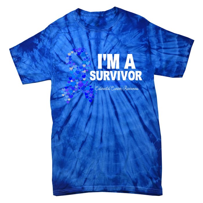 Dark Blue Ribbon Cancer Survivor Colorectal Cancer Awareness Cute Gift Tie-Dye T-Shirt