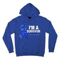 Dark Blue Ribbon Cancer Survivor Colorectal Cancer Awareness Cute Gift Tall Hoodie