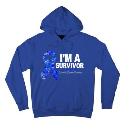 Dark Blue Ribbon Cancer Survivor Colorectal Cancer Awareness Cute Gift Tall Hoodie