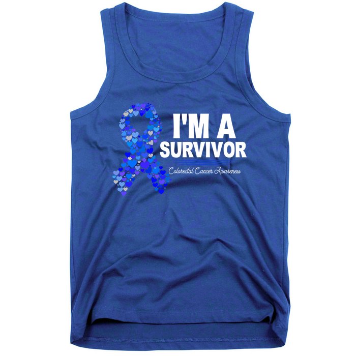 Dark Blue Ribbon Cancer Survivor Colorectal Cancer Awareness Cute Gift Tank Top