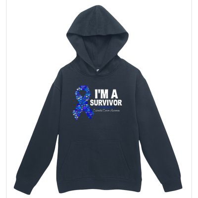 Dark Blue Ribbon Cancer Survivor Colorectal Cancer Awareness Cute Gift Urban Pullover Hoodie