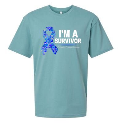 Dark Blue Ribbon Cancer Survivor Colorectal Cancer Awareness Cute Gift Sueded Cloud Jersey T-Shirt