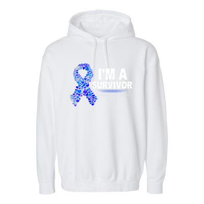 Dark Blue Ribbon Cancer Survivor Colorectal Cancer Awareness Cute Gift Garment-Dyed Fleece Hoodie