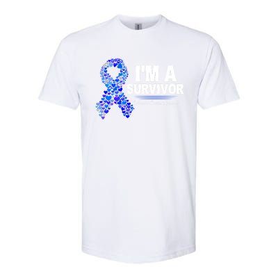 Dark Blue Ribbon Cancer Survivor Colorectal Cancer Awareness Cute Gift Softstyle® CVC T-Shirt