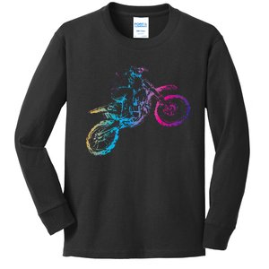 Dirt Bike Riding Motocross Lover Motorcycle Rider Kids Long Sleeve Shirt