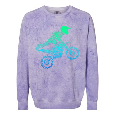 Dirt Bike Rider Motocross Enduro Dirt Biking Gifts Colorblast Crewneck Sweatshirt