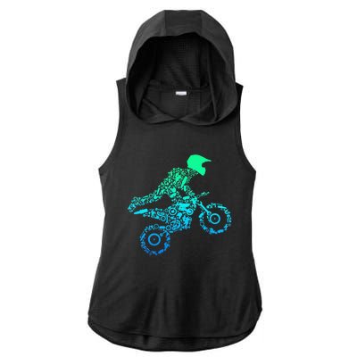 Dirt Bike Rider Motocross Enduro Dirt Biking Gifts Ladies PosiCharge Tri-Blend Wicking Draft Hoodie Tank