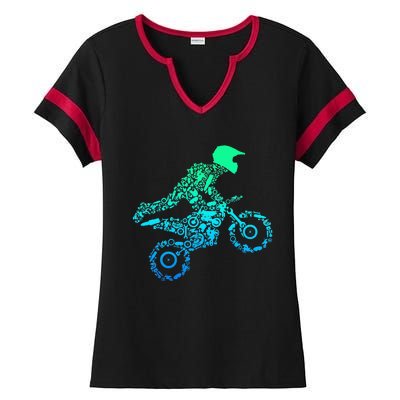 Dirt Bike Rider Motocross Enduro Dirt Biking Gifts Ladies Halftime Notch Neck Tee