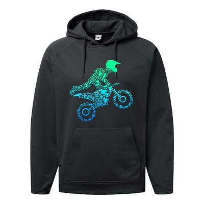 Dirt Bike Rider Motocross Enduro Dirt Biking Gifts Performance Fleece Hoodie