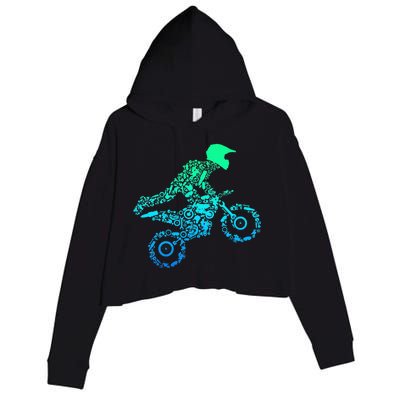 Dirt Bike Rider Motocross Enduro Dirt Biking Gifts Crop Fleece Hoodie