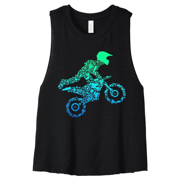 Dirt Bike Rider Motocross Enduro Dirt Biking Gifts Women's Racerback Cropped Tank