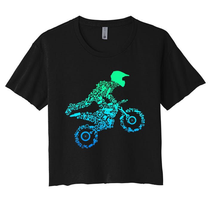 Dirt Bike Rider Motocross Enduro Dirt Biking Gifts Women's Crop Top Tee