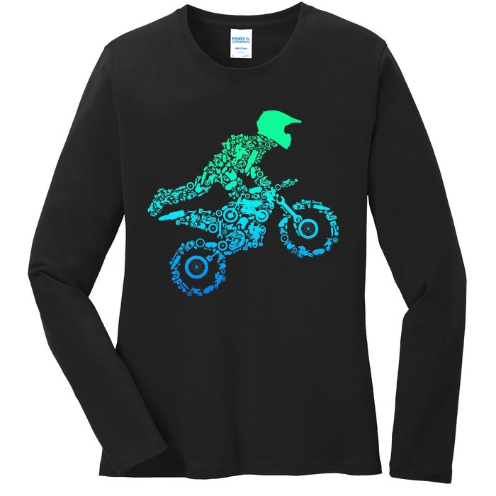 Dirt Bike Rider Motocross Enduro Dirt Biking Gifts Ladies Long Sleeve Shirt