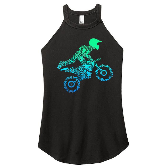 Dirt Bike Rider Motocross Enduro Dirt Biking Gifts Women's Perfect Tri Rocker Tank