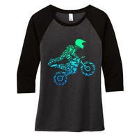 Dirt Bike Rider Motocross Enduro Dirt Biking Gifts Women's Tri-Blend 3/4-Sleeve Raglan Shirt