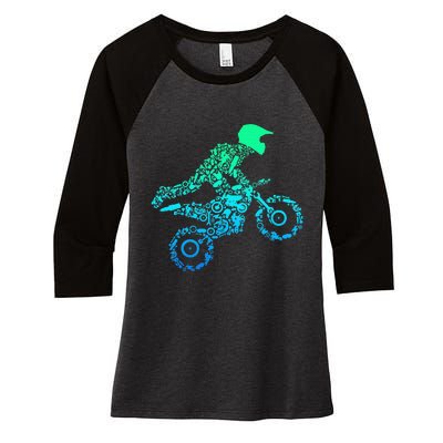 Dirt Bike Rider Motocross Enduro Dirt Biking Gifts Women's Tri-Blend 3/4-Sleeve Raglan Shirt