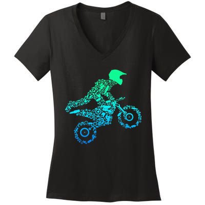 Dirt Bike Rider Motocross Enduro Dirt Biking Gifts Women's V-Neck T-Shirt