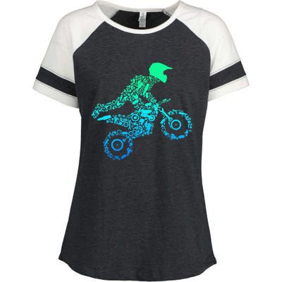 Dirt Bike Rider Motocross Enduro Dirt Biking Gifts Enza Ladies Jersey Colorblock Tee