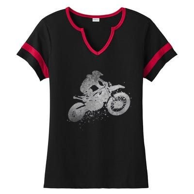 Dirt Bike Rider Racing Extreme Sports Vintage Teen Boy Ladies Halftime Notch Neck Tee