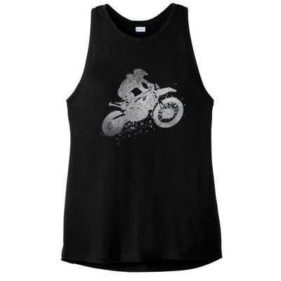 Dirt Bike Rider Racing Extreme Sports Vintage Teen Boy Ladies PosiCharge Tri-Blend Wicking Tank