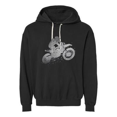 Dirt Bike Rider Racing Extreme Sports Vintage Teen Boy Garment-Dyed Fleece Hoodie