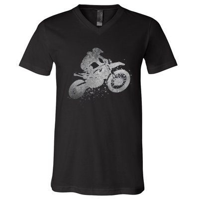 Dirt Bike Rider Racing Extreme Sports Vintage Teen Boy V-Neck T-Shirt