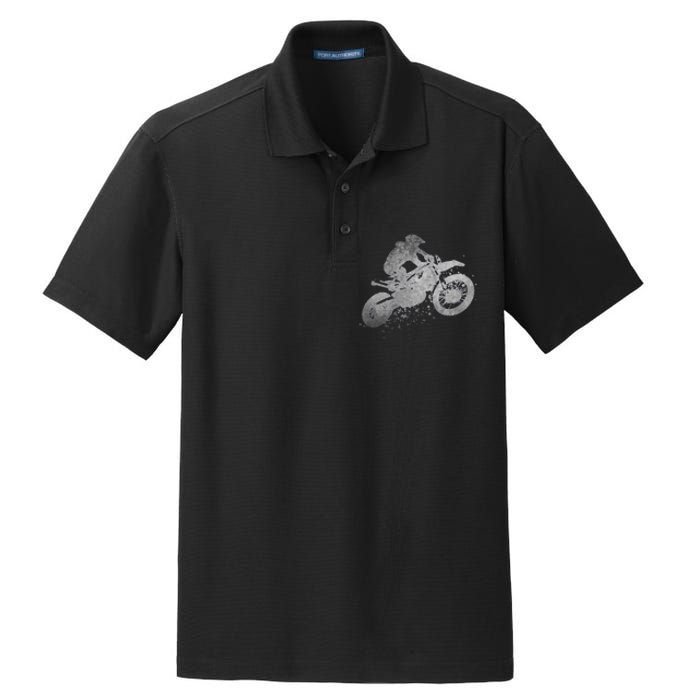 Dirt Bike Rider Racing Extreme Sports Vintage Teen Boy Dry Zone Grid Polo