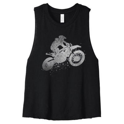 Dirt Bike Rider Racing Extreme Sports Vintage Teen Boy Women's Racerback Cropped Tank