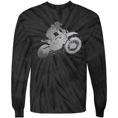 Dirt Bike Rider Racing Extreme Sports Vintage Teen Boy Tie-Dye Long Sleeve Shirt