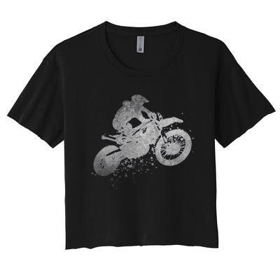 Dirt Bike Rider Racing Extreme Sports Vintage Teen Boy Women's Crop Top Tee