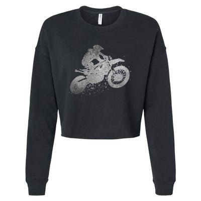 Dirt Bike Rider Racing Extreme Sports Vintage Teen Boy Cropped Pullover Crew