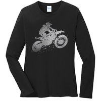 Dirt Bike Rider Racing Extreme Sports Vintage Teen Boy Ladies Long Sleeve Shirt